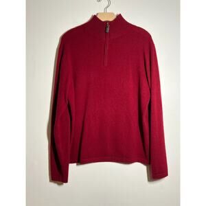 Alan Flusser Men's Burgundy Dark Red 100% Cashmere 1/4 Zip Pullover Sweater L